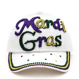 Bling Studded Mardi Gras Baseball Cap